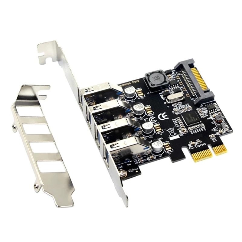 

PCIE до 4-Порты и разъёмы USB3.0 карты расширения высокого Скорость USB 3,0 адаптер карты 15Pin Sata Интерфейс