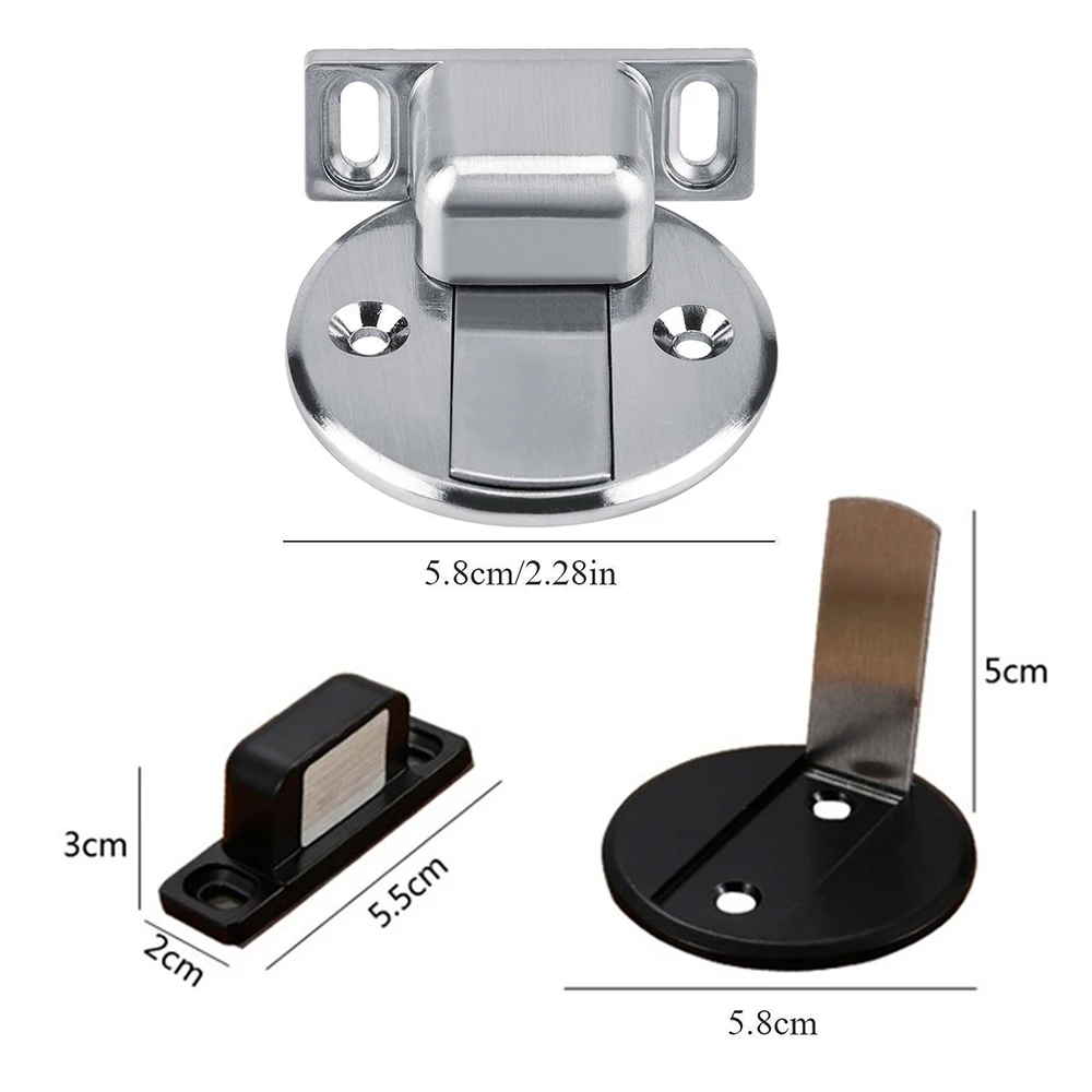 

Magnetic Door Stop Suction Non-Perforated Stainless Steel Invisible Zinc Alloy Anti-Collision Door Block with Catch Screw Mount