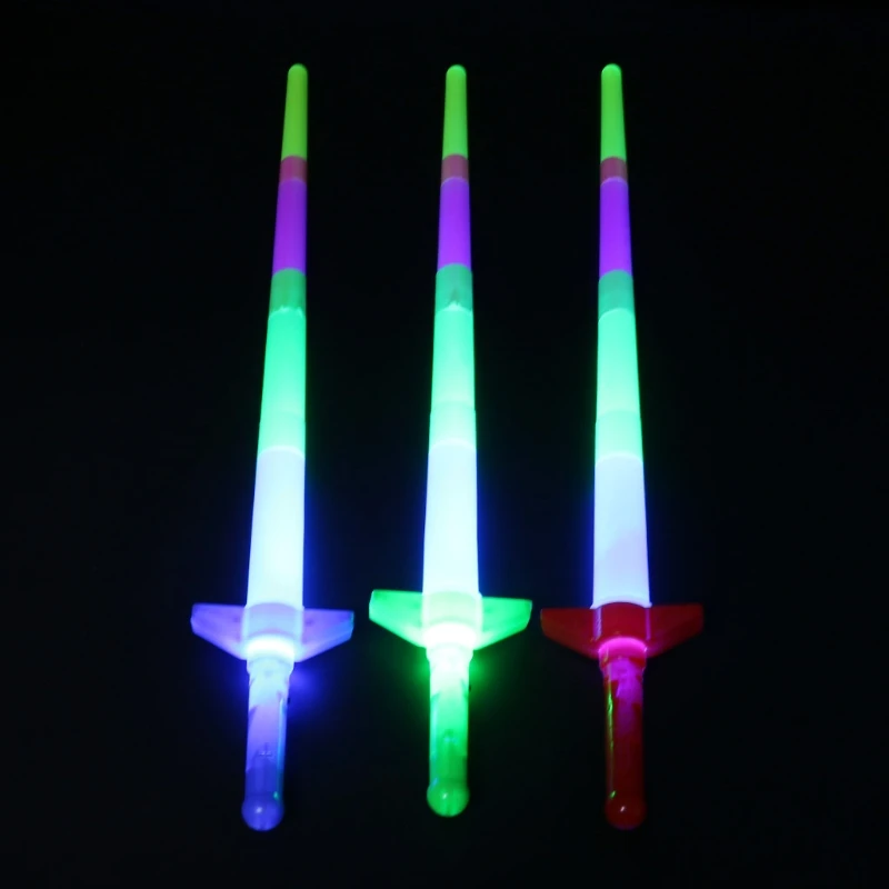 

2022 2 шт. Новый Радужный меч раздвижные светильник ящиеся игрушки мигающие палочки светодиодные палочки для вечерние