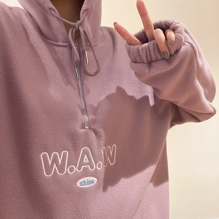 

4 colors 2020 autumn and winter loose letter embroidery long-sleeve pullover thick sweatshirts womens hoodies womens (F4158)