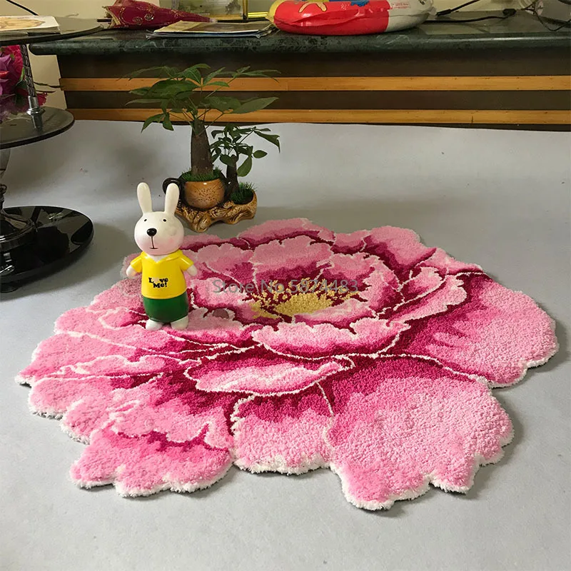 Pastoral Flower Soft Round Carpet For Home Living Room Bedroom Carpets Flocking Rose Mat Bedside Cloakroom | Дом и сад