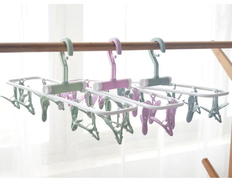 

12 Clip Folding Drying Rack Underwear Socks Clip Multi-functional Clothes Rack Hot Sale High Quality 2018 New Patterns
