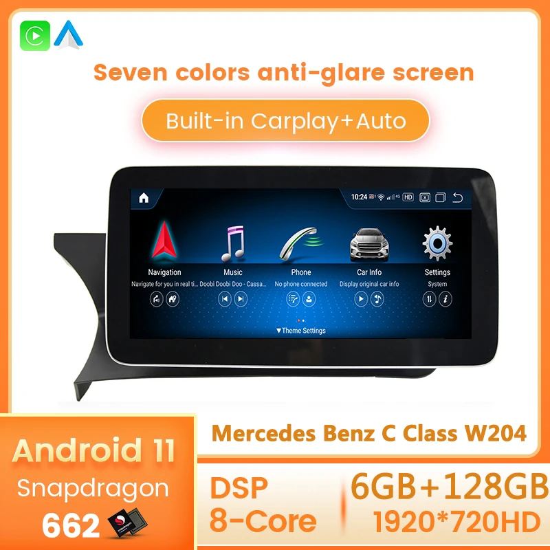 

Автомагнитола UJQW 128G, GPS, мультимедиа для Mercedes Benz C Class W204 C180 C200 C220 2011-2014 NTG 4,5 Android 11, правый руль