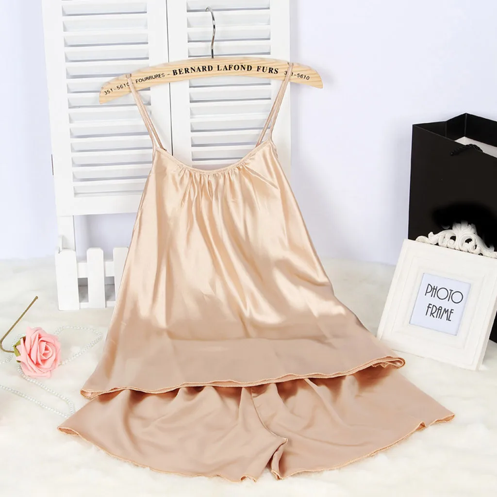 Брендовые сексуальные атласные женские пижамные комплекты на бретельках