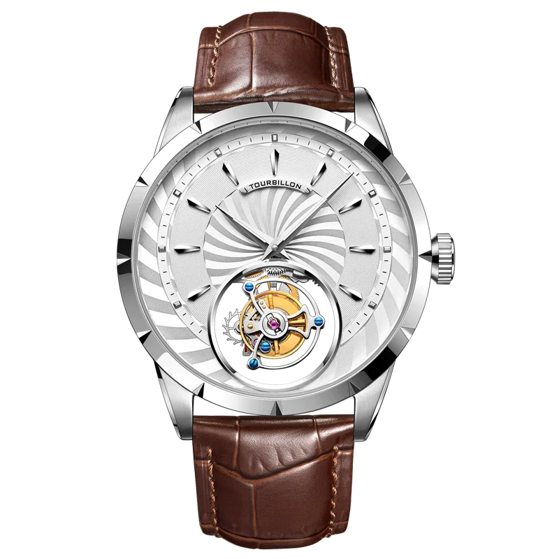 

Luxury Brand Tourbillon Watch Automatic Mechanical Hollow See-Through Dial Personality Business Men Watches 2021 New Male Clock