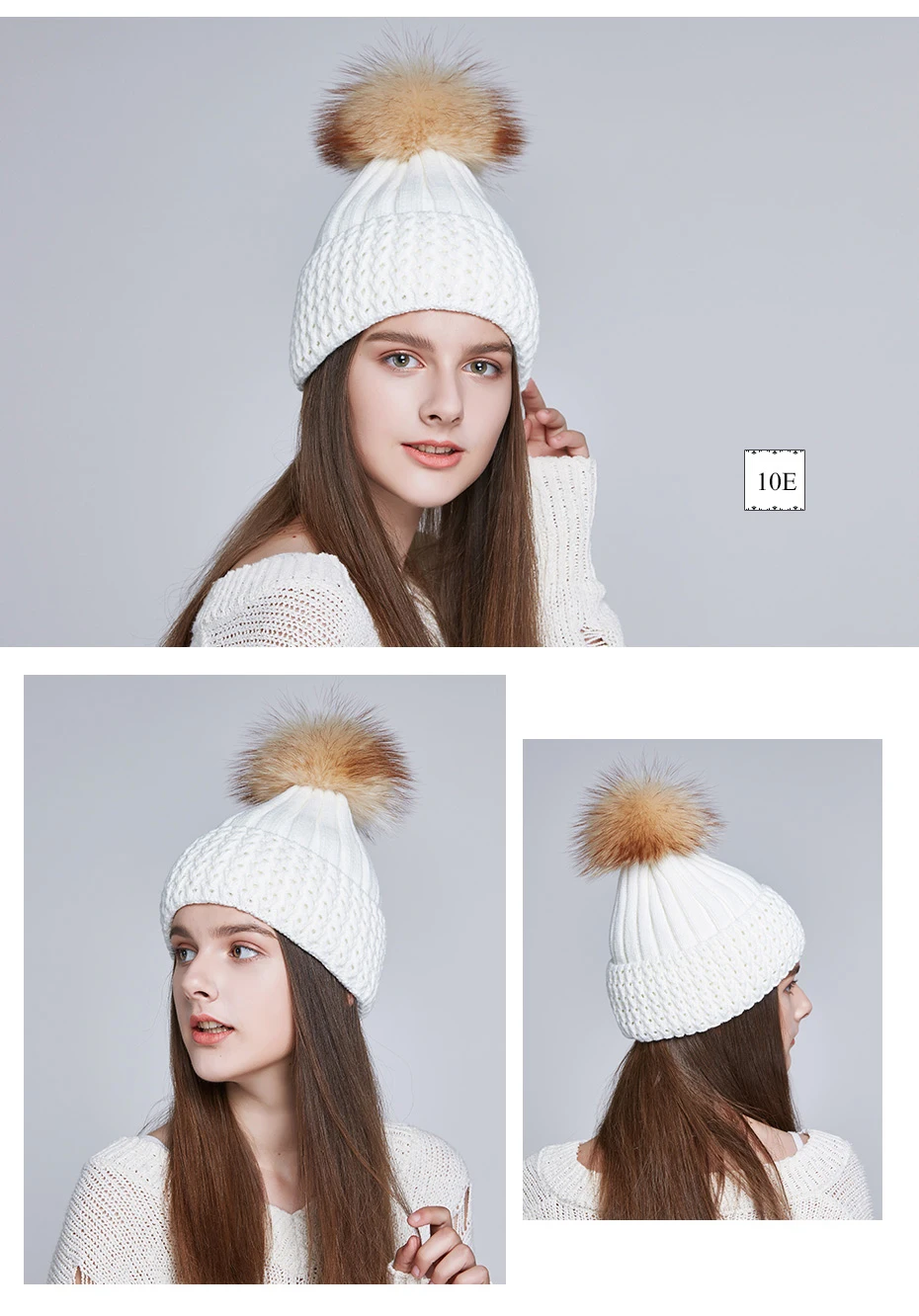 ICEbear женские шапки на осень и зиму с натуральным мехом лисы/енота, модные женские шапки с помпоном, E-MX18102Q