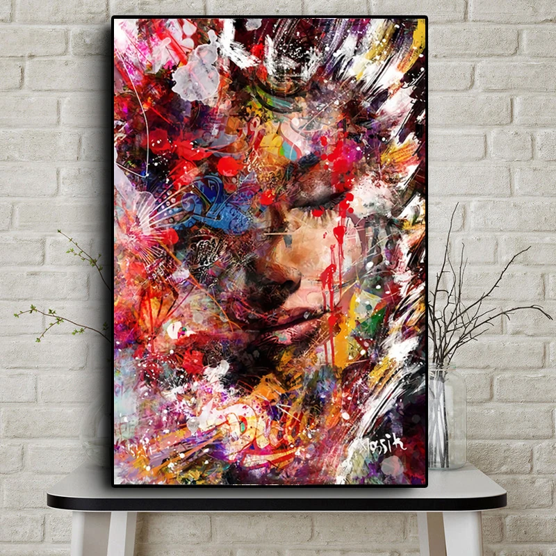 

Abstract Girl Modern Wall Art Posters and Prints HD Print Graffiti Canvas Painting Corridor Living Room Decoration Painting Art