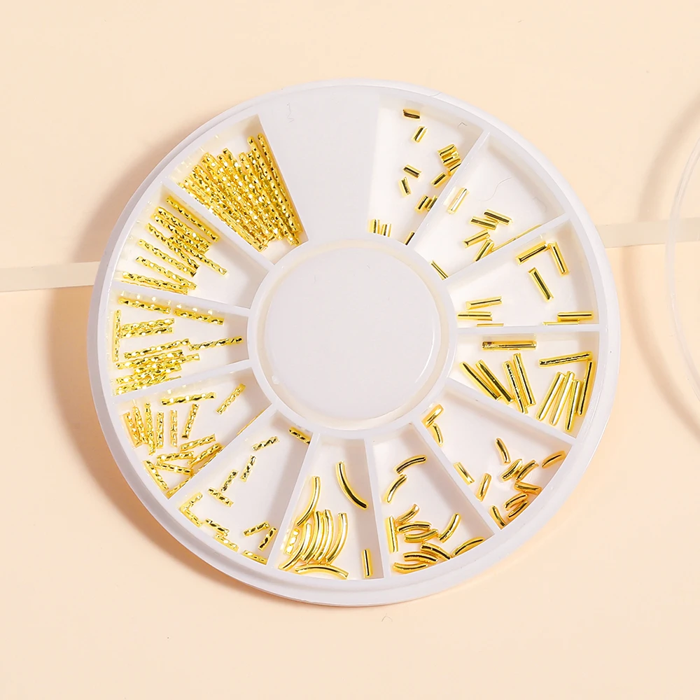 

Nail Art Golden Alloy Rod Willow Nail Mixed 3D Decoration Straight Arc Belt Spiral Design DIY Nail Art Decoratio Accessorie Tool