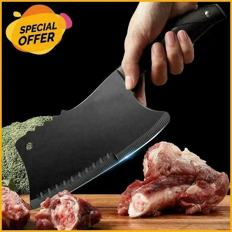

Handmade Forged Kitchen Butcher Knife Carbon Steel Full Tang Chef Chopper Knife