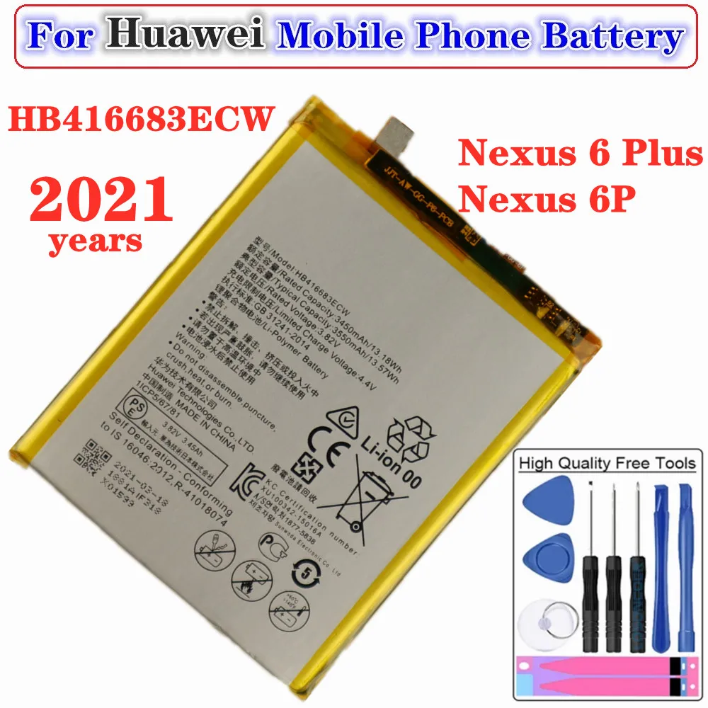 

Google Nexus 6P Battery For Huawei Google Ascend Nexus 6P 6 plus H1511 H1512 Battery 3550mAh HB416683ECW Batteries + Tools