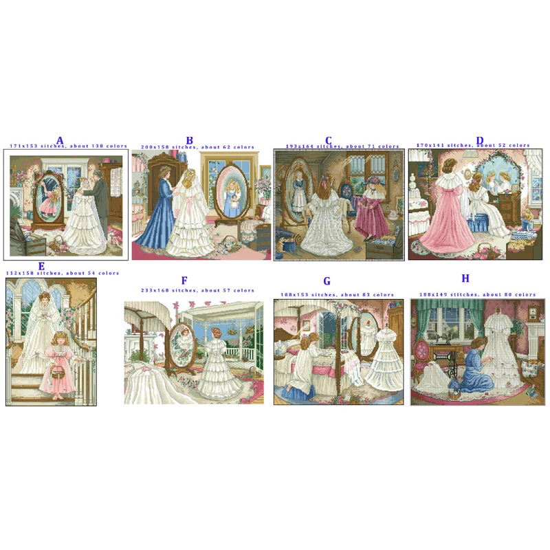 Красивый комплект для вышивки крестиком свадебное платье невесты отца и дочери