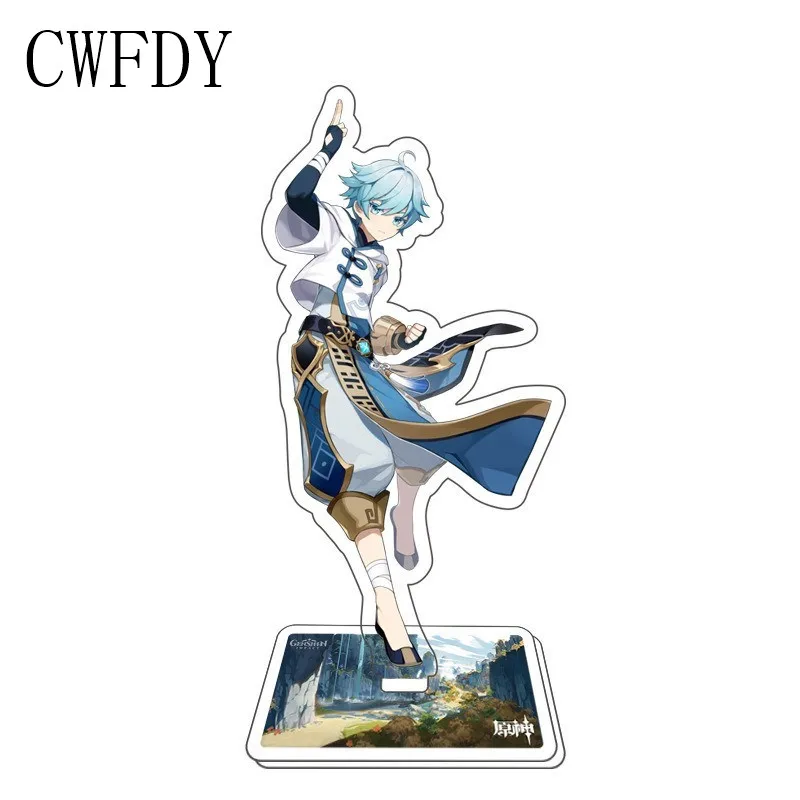 

New Hot Anime Figure Genshin Impact Keychain Diluc Venti Klee Keqing Qiqi Acrylic Stand Model Plate Desk Decor Standing For Boys