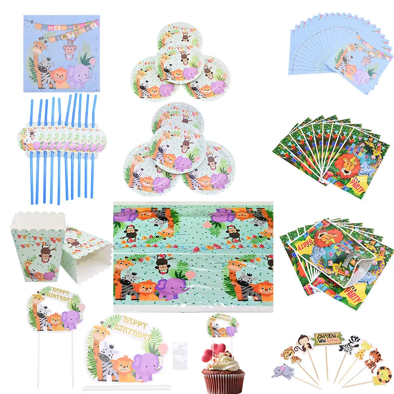 1 Набор одноразовые украшения для детского душа посуда милые животные ручная