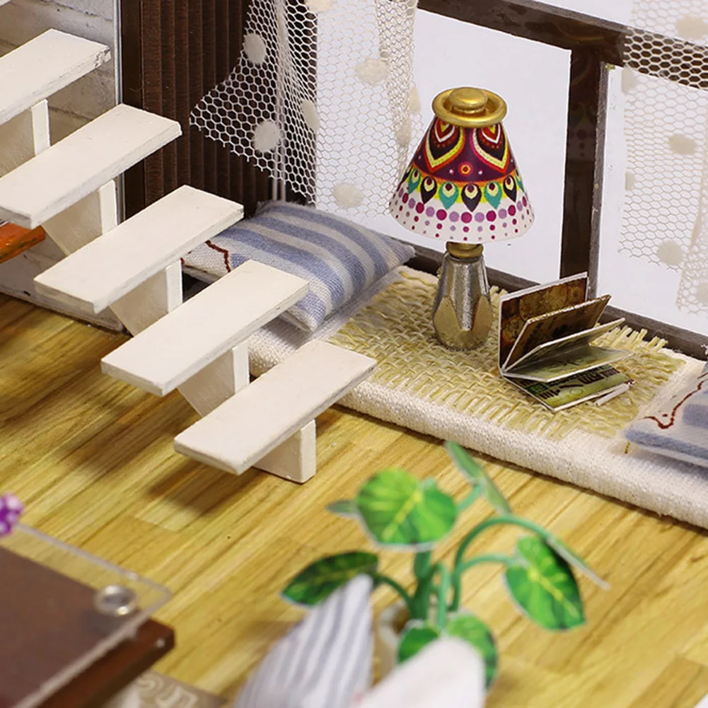 

Doll House Furniture Toys Gift Educational DIY House Model Miniature 3D Wooden Dollhouse Kid Learning Study Toy Gifts Present