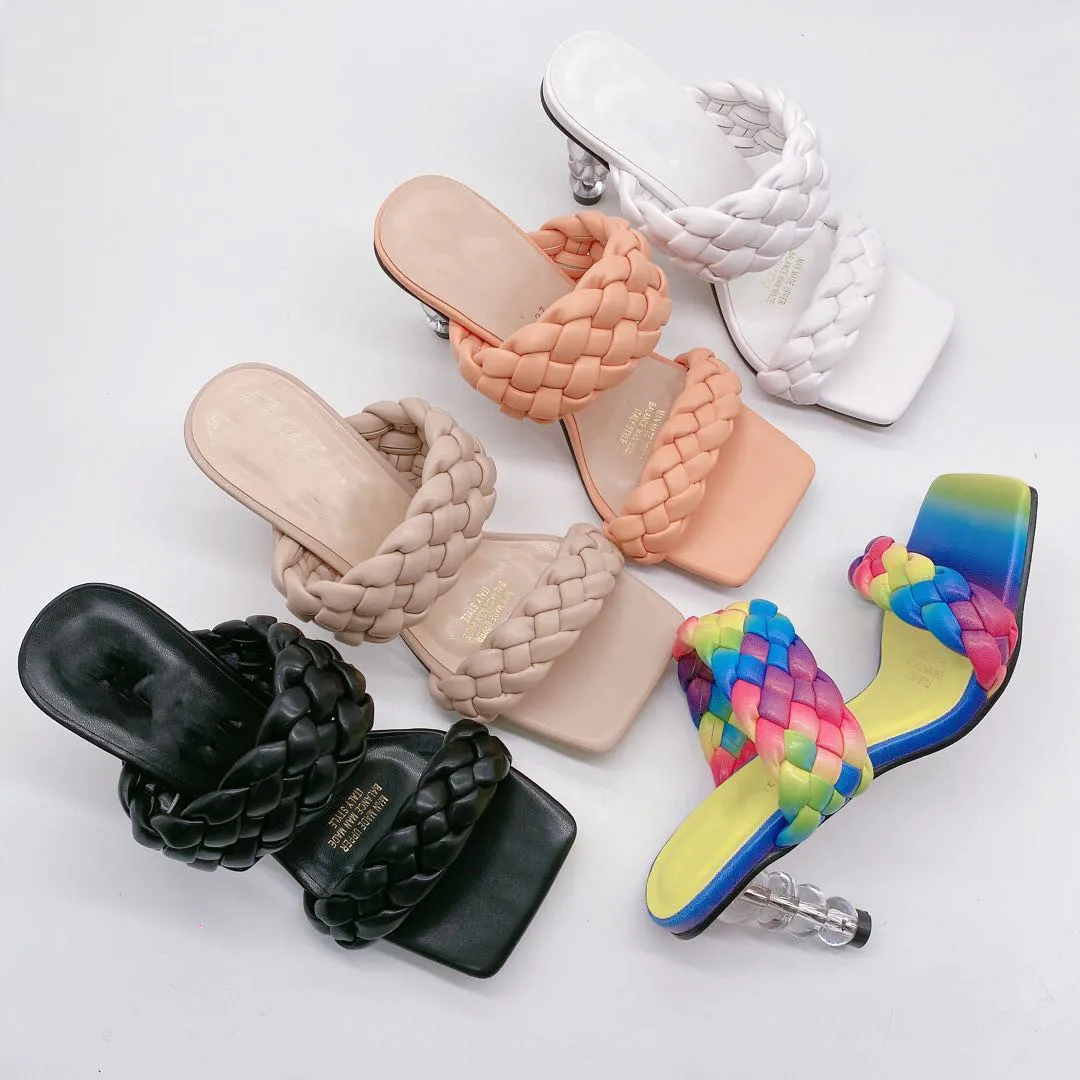 

Square toe Mules Womens Slipper shoes Summer Sexy high heel Slides Sandals Ladies Rome shoes Women Slippers