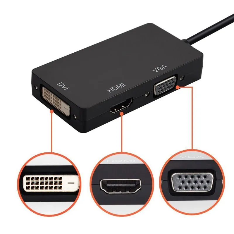1 шт. Универсальный мини порт дисплея Гц а DP Thunderbolt к DVI + VGA HDMI адаптер подходит для