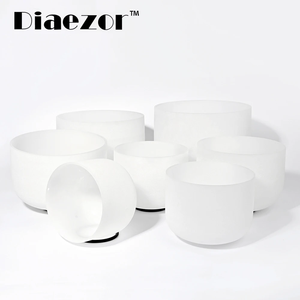Diaeзор 7 &quot 12&quot Энергия чакры Набор из шт. матовых кварцевых хрустальных поющих
