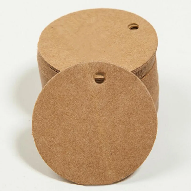 

200pcs 4cm Round Kraft Paper Tags Package Hang Tag Bakery Candy Cookie Packaging Supplies Gift Bags Labels Paper Cards Favors