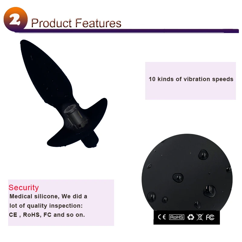 Вибрирующая силиконовая Анальная пробка фаллоимитатор вибратор секс игрушки