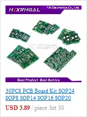 30 шт. набором плат PCB SOP24 SOP8 SOP14 SOP16 SOP20 SOP28 SMD обратиться к DIP адаптер конвертер пластина СОП 8 до 14 лет, 16 20 24 28 igmopnrq