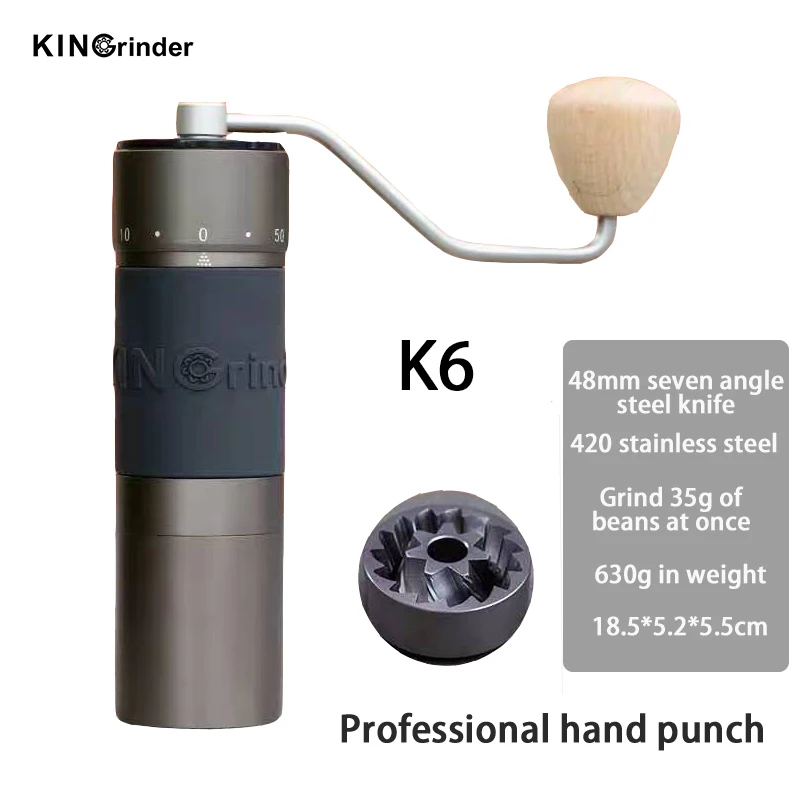 Molinillo de Caf&eacute; Manual K6, molinillo de caf&eacute; port&aacute;til de aluminio de alta calidad, n&uacute;cleo de molienda de alta gama, rebaba de caf&eacute;, 35g-0