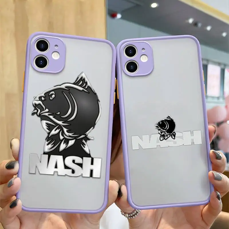 

Nash Fishing Logo Phone Case Transparent Matte For IPhone 7 8 11 12 S Mini Pro X XS XR MAX Plus Cover Shell