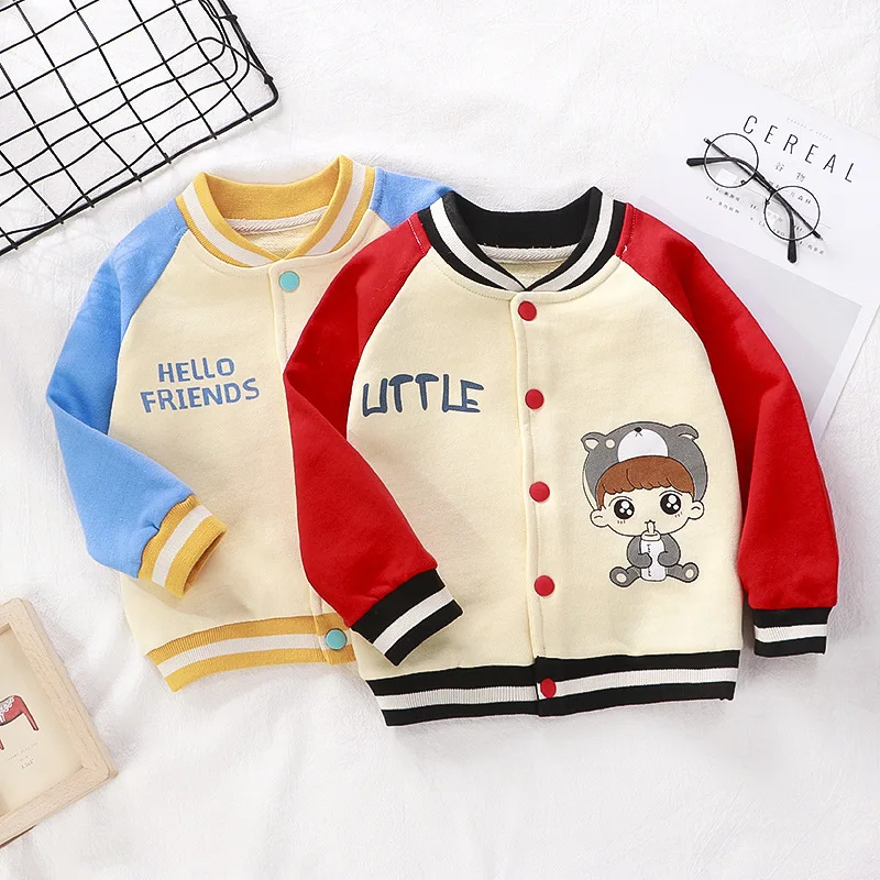 

Baby Spring Autumn Cartoon Cardigan Button Velvet Lining Clothes Newborn Infant Baby Girls Boys Long Sleeves Coat Tops Jacket