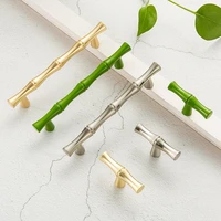 furniture pull door handle t bar bamboo shape gold green creativity novelty wardrobe cupboard drawer knob newest