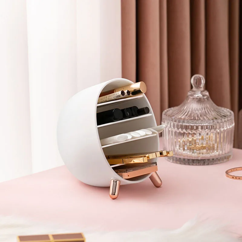 

Storage Rack Dressing Table Storage Container Luxury Cosmetic Storage Box Lipstick Compartment Desktop Shelf Organizer Light
