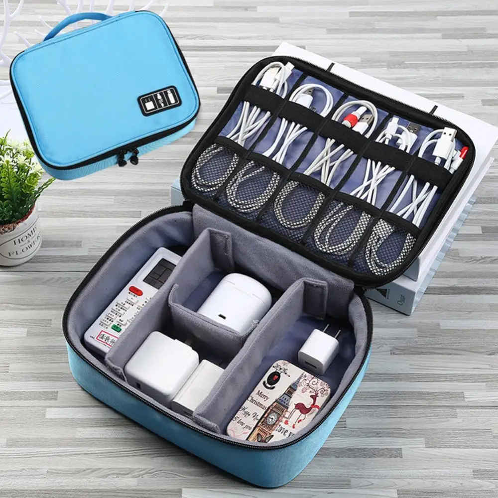 

Сумка для хранения кабеля, портативная сетчатая многоячейка с застежкой-молнией, прочная сумка для хранения USB-кабеля, наушников, провода, р...