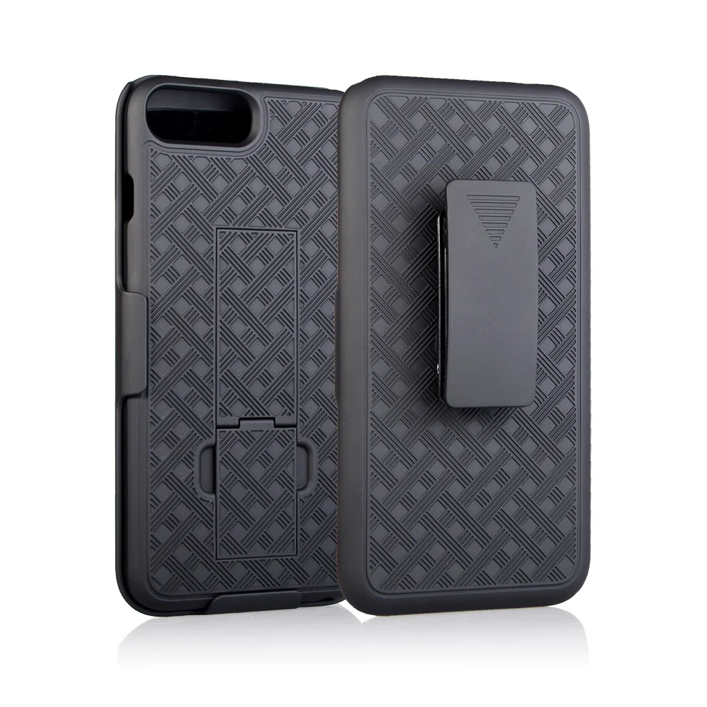 2 в 1 плетеный Твердый чехол с подставкой и зажимом для ремня iphone 8Plus 8 7Plus 7