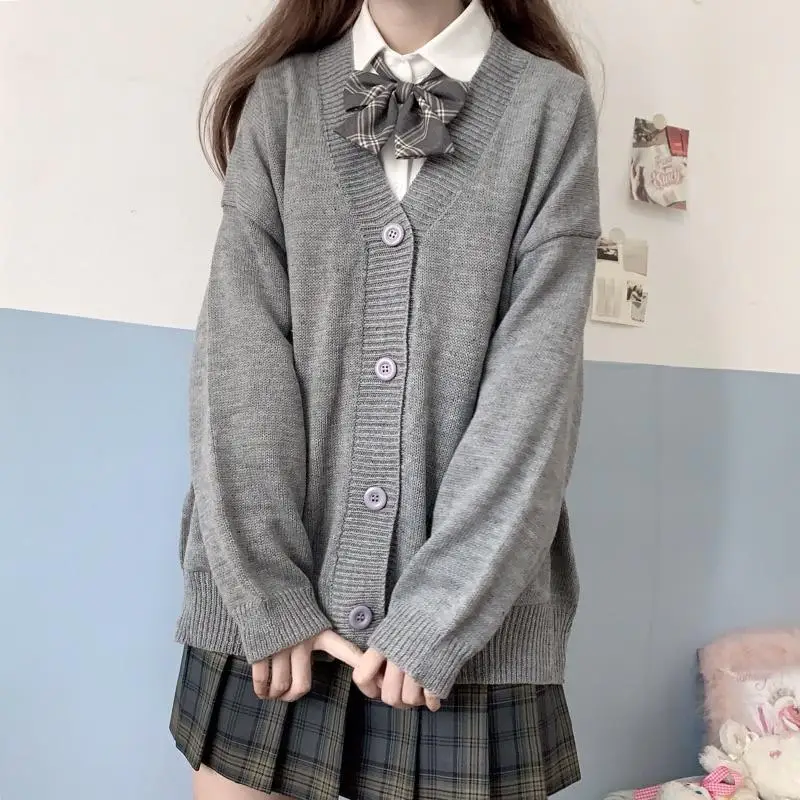 Oversized Cardigan for Women - Harajuku Style Sweater for Students, Preppy and Cute Loose Knitwear. Soft, New and All-match - Hot Sale Basic! image 4