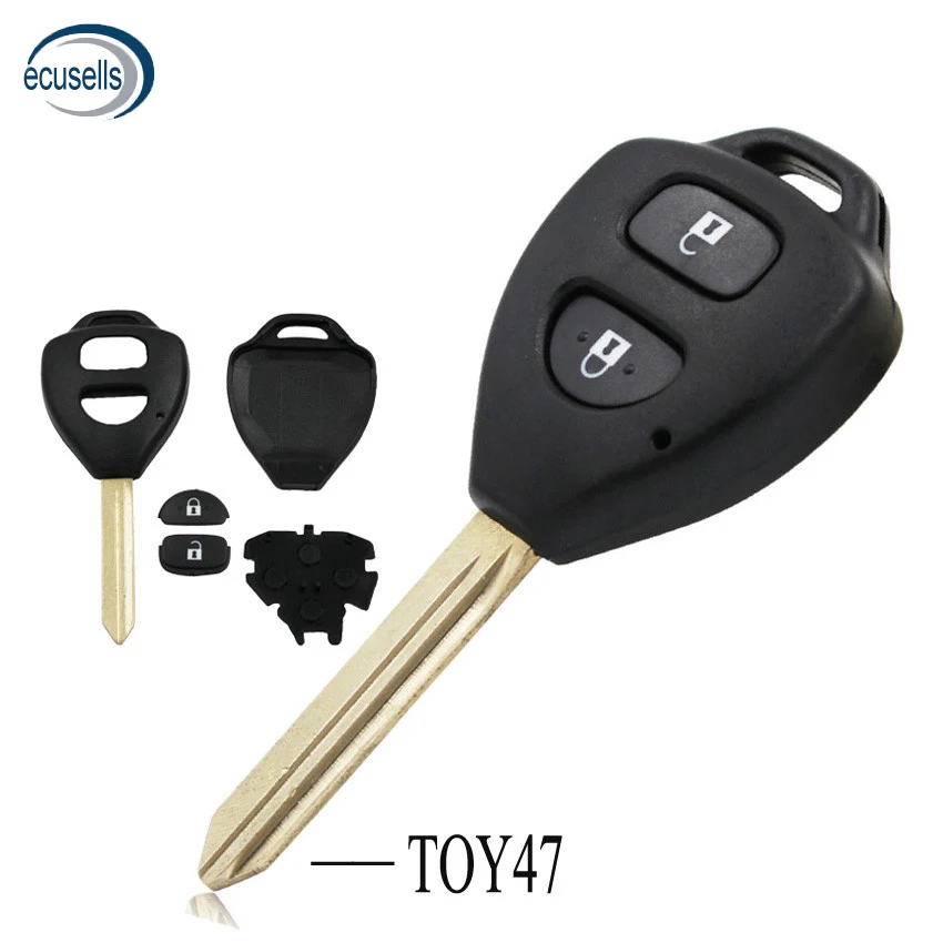 2 кнопки дистанционного ключа оболочки чехол fob для Toyota Auris Corolla Verso Yaris TOY47 uncut