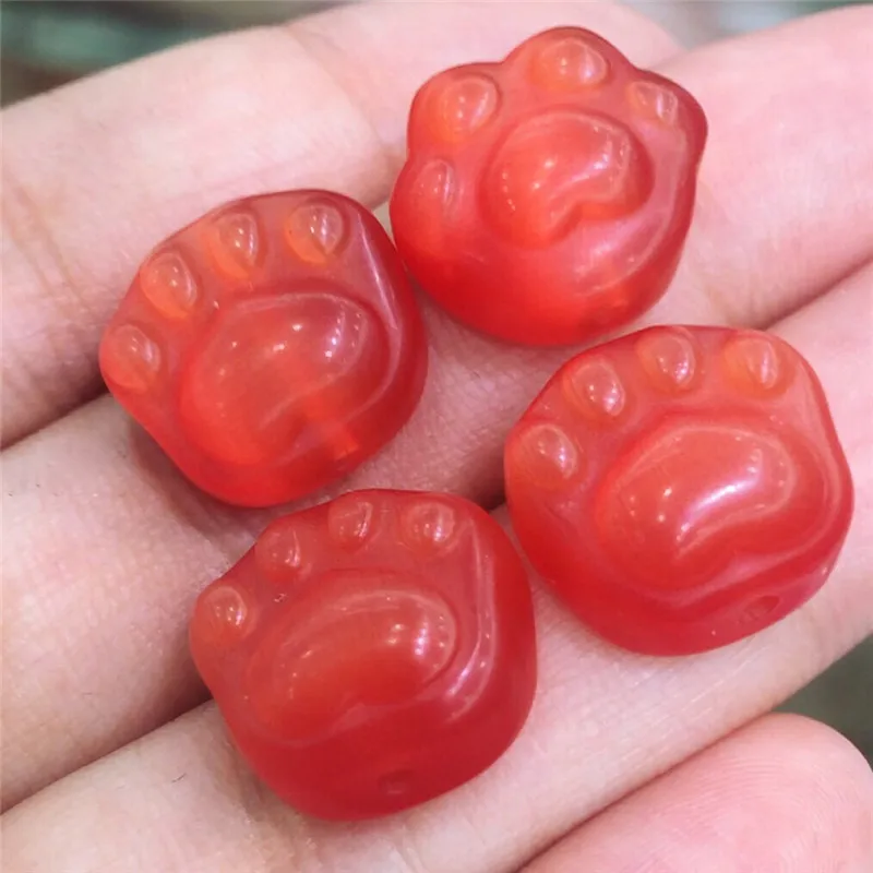 

Beautiful cat eye stone orange red cute cat paw pendant Necklace healing chakra polished quartz crystal as gift 1pcs