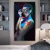 sexy tattoos female nude painting abstract beautiful butterfly rose flower posters prints wall art picture room home decor