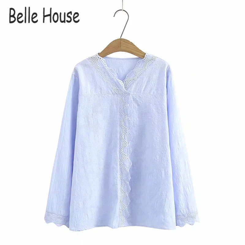 

Spring 2021 High Quality Women Shirt Oversize Fashion Casual Plus Size Clothes Female Tops V Neck Design Hollow Out Camisa De