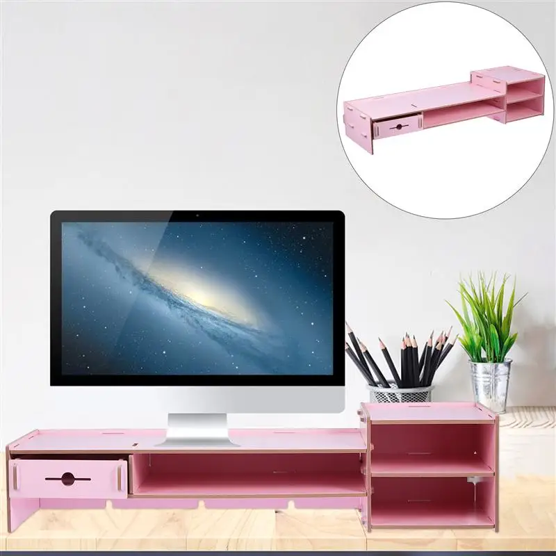 

1 Pc Practical Drawer Type Durable Desk Storage Orgamizer Computer Moniter Stand for Home Office