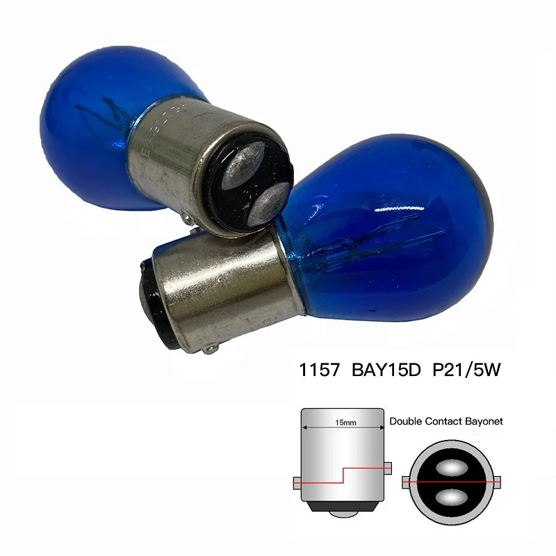 10 шт. 1156 синий цвет P21W S25 галогенная лампа BA15S 1157 P21/5 Вт BAY15D 12V 21 Стекло авто
