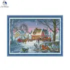 Набор для вышивки крестиком Snowy township, 14CT, 11CT, напечатанный холст, хлопковая нить, набор для рукоделия, вышивка, домашний декор, подарки