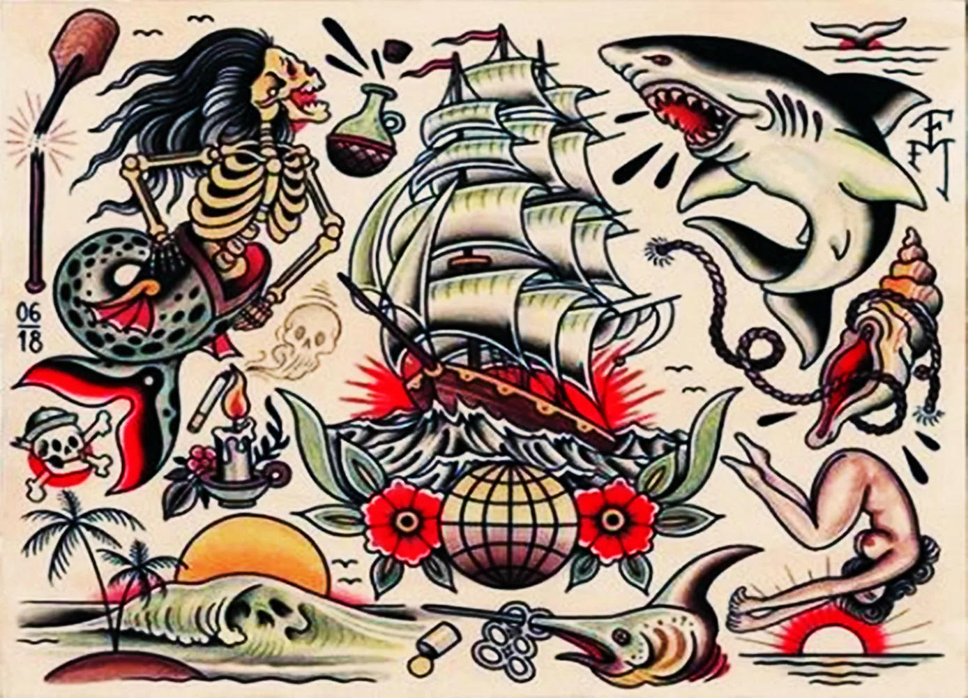 Творческие татуировки иллюстрация настенная бумага искусство на стену античный