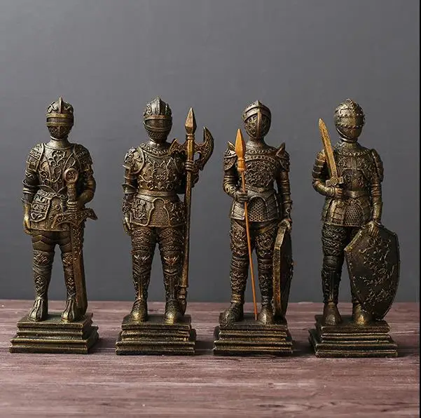 Средневековая винтажная фигурка из смолы рыцари воин солдат Коробка С