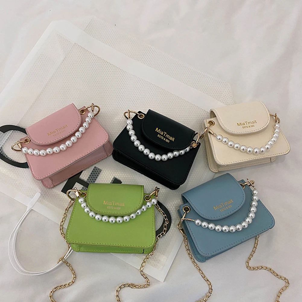 

Модная женская сумка-мессенджер из полиуретана на цепочке, Повседневная мини-сумка с жемчугом