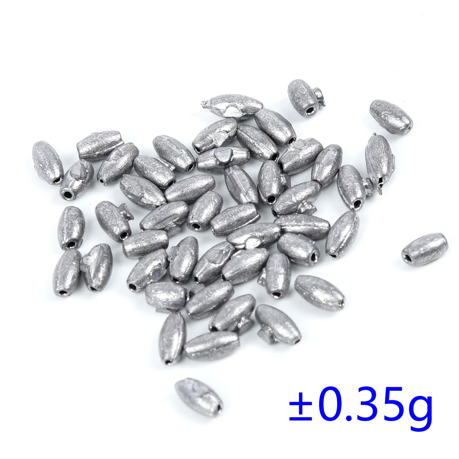 

50pcs/Set Silver Olive Shape Pure Lead Rig Sinkers Outdoor Sports Fishing Tools