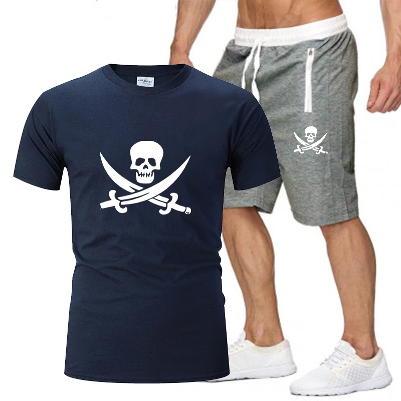 

2021 men's short sleeve + sports pants set pure cotton comfortable leisure fashion the latest spring and summer fitness exercise