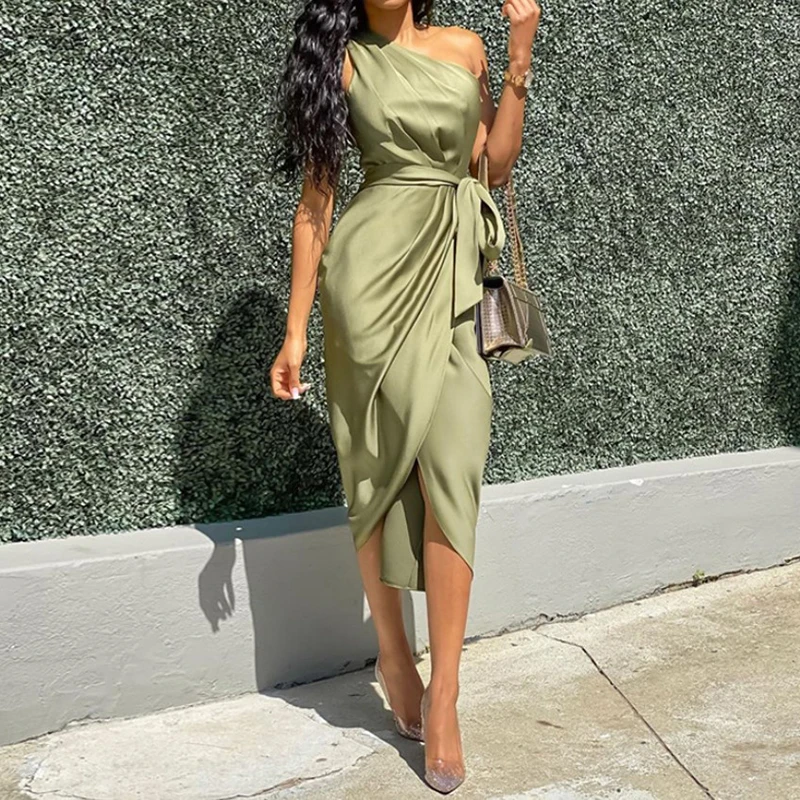 

JCHB 2021 Summer women's new clothes One shoulder summer dress womenhigh quality