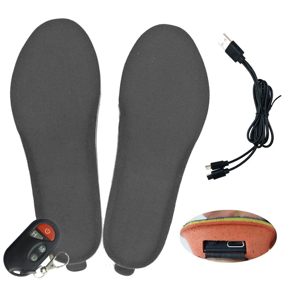 USB Heated Shoe Insoles with Remote Control Heating Insoles for Feet for Women Shoes Winter Thermal Insoles Size EUR 35-46 #