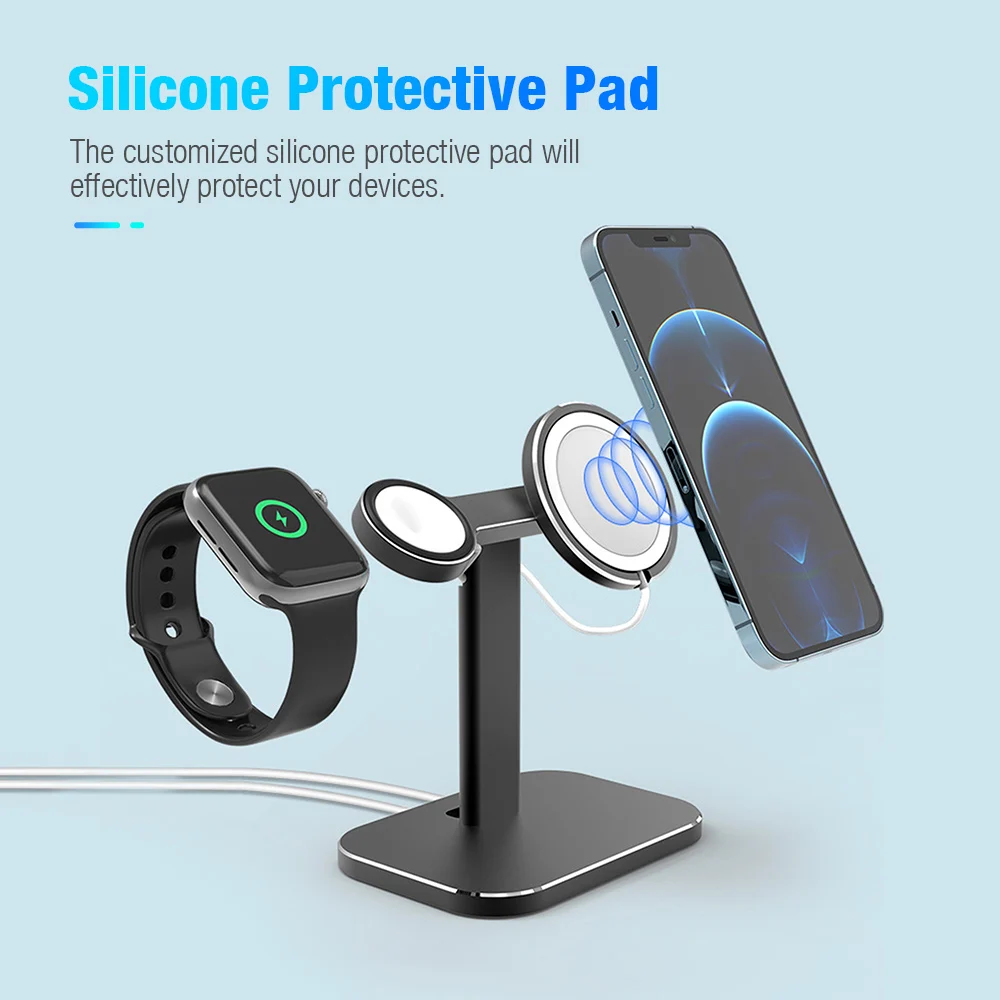 for magsafe charger apple watch aluminium alloy adjustable bracket for iwatch iphone 13 12propro maxmini 2 in 1 holder stand free global shipping