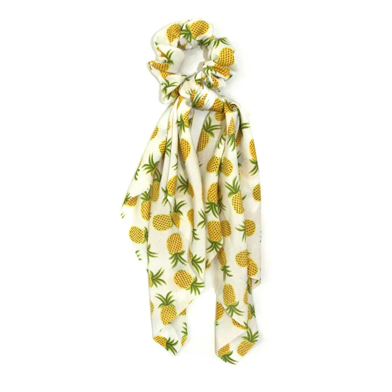 Милые эластичные резинки для волос с принтом клубники и ананаса конским хвостом