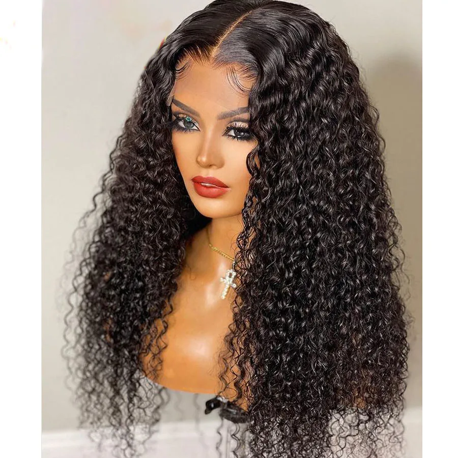 26Inch Long Kinky Curly Synthetic Lace Front Wig Glueless 13x4 Synthetic Lace Wig For Women With Baby Hair Daily Wear180%Density