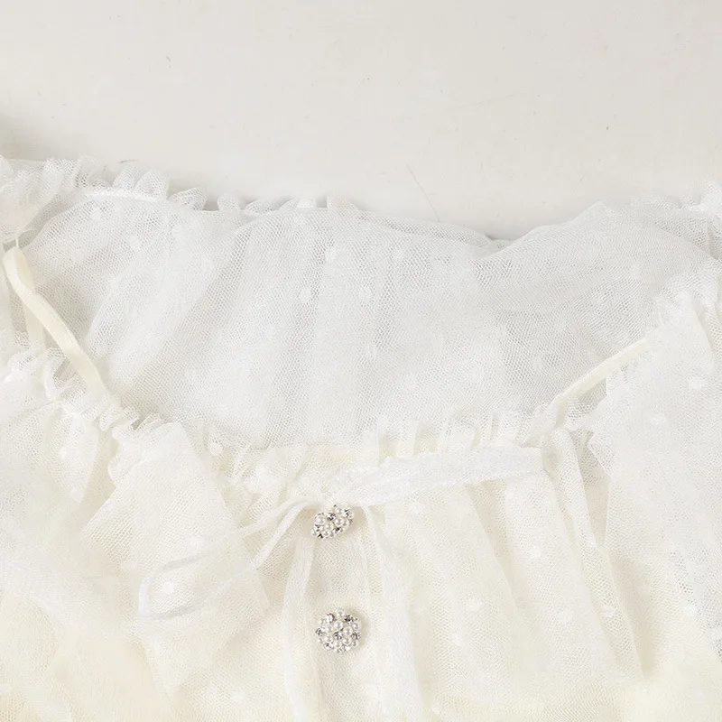 Топ вязаный кружевная блузка для женщин 2020 летнее платье с милыми рюшами бантом